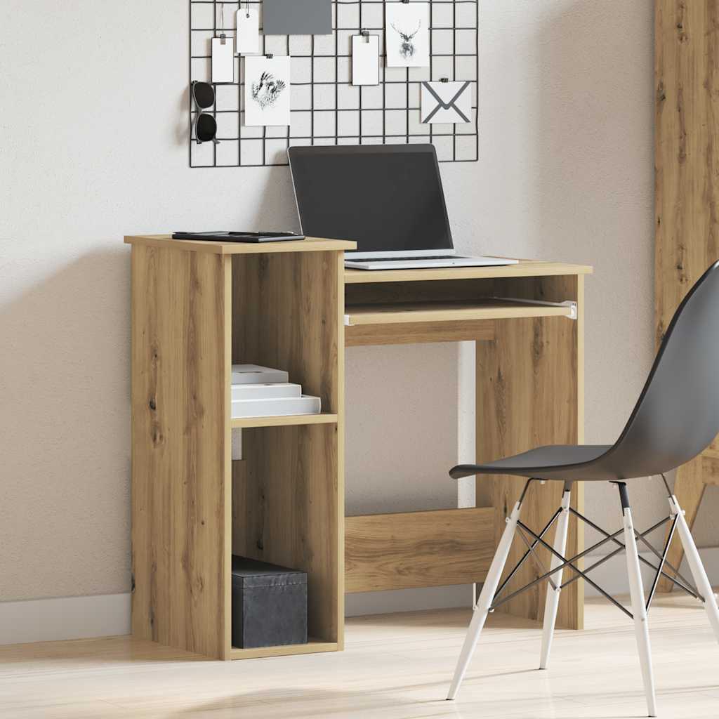 vidaXL Bureau met schappen 84x40x78 cm bewerkt hout artisanaal eiken