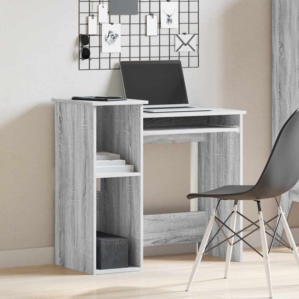 vidaXL Bureau met schappen 84x40x78 cm bewerkt hout grijs sonoma