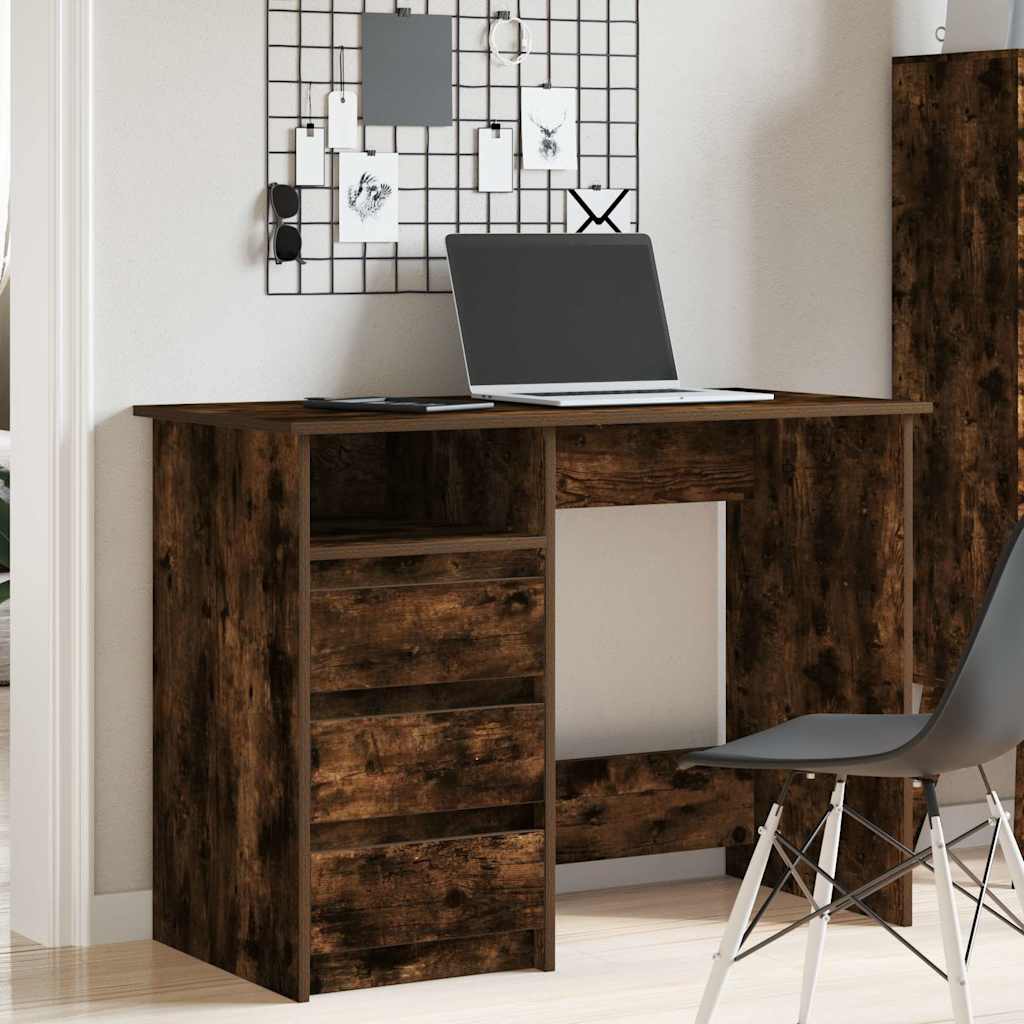 vidaXL Bureau 102x50x75 cm bewerkt hout gerookt eikenkleurig