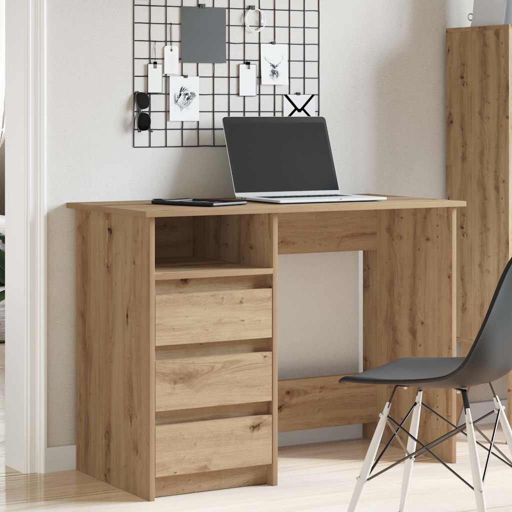 vidaXL Bureau 102x50x75 cm bewerkt hout artisanaal eikenkleurig