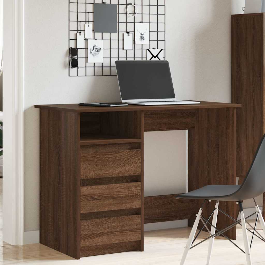 vidaXL Bureau 102x50x75 cm bewerkt hout bruin eikenkleurig