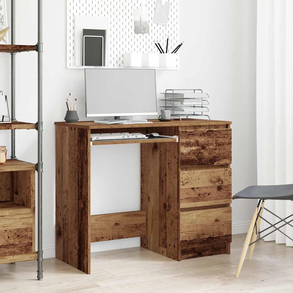 vidaXL Bureau 90x45x76 cm bewerkt hout oud houtkleurig