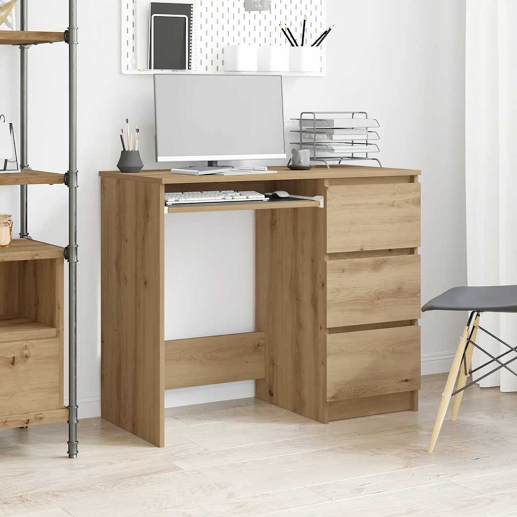 vidaXL Bureau 90x45x76 cm bewerkt hout artisanaal eikenkleur