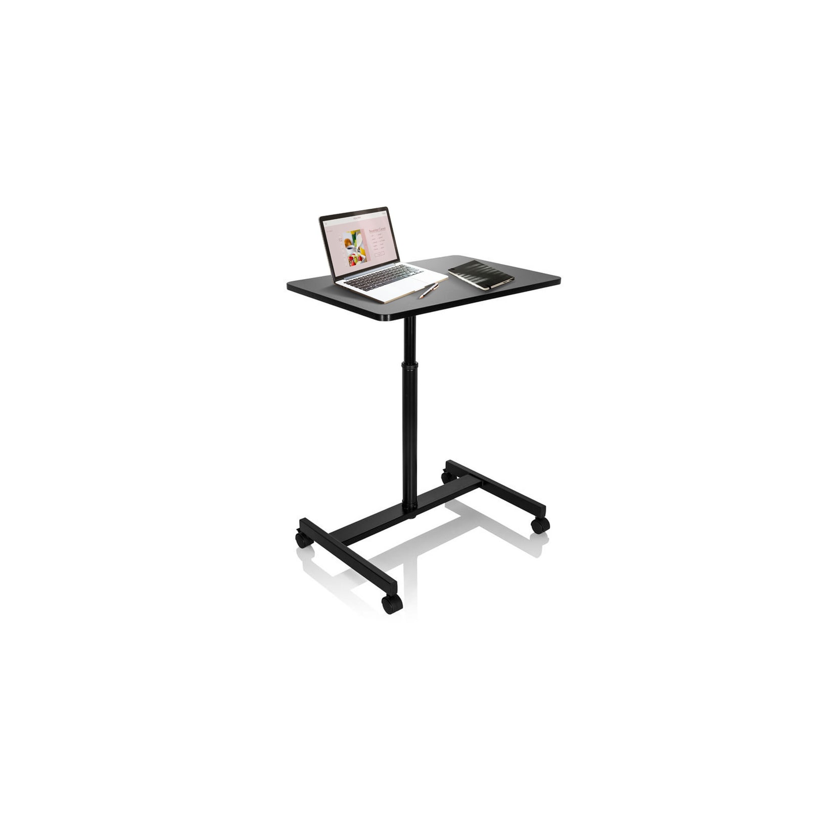 Hjh OFFICE Stand Vm-Su | Statafel / laptop bureau/standaard - Bureaus, MDF-board, stalen frame, Zwart
