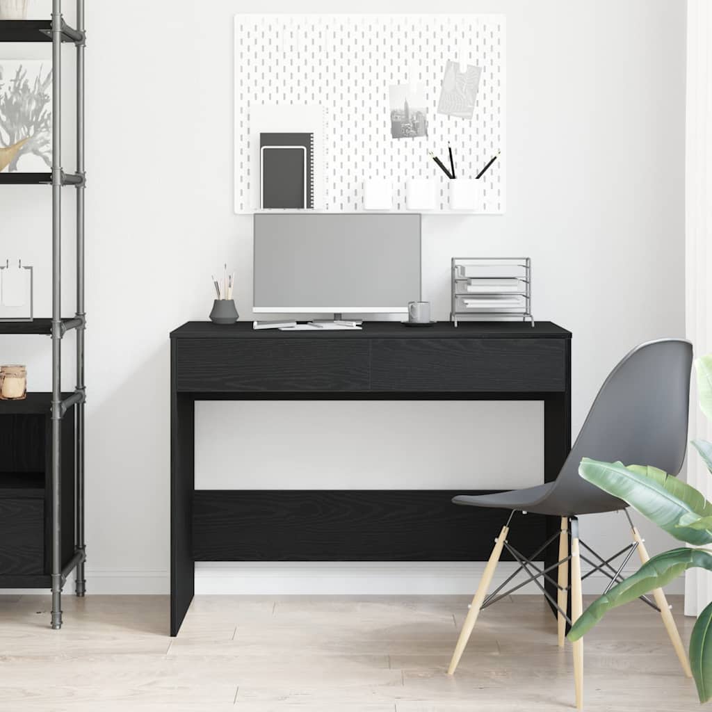 vidaXL Bureau 101x50x76,5 cm spaanplaat zwart eikenkleurig