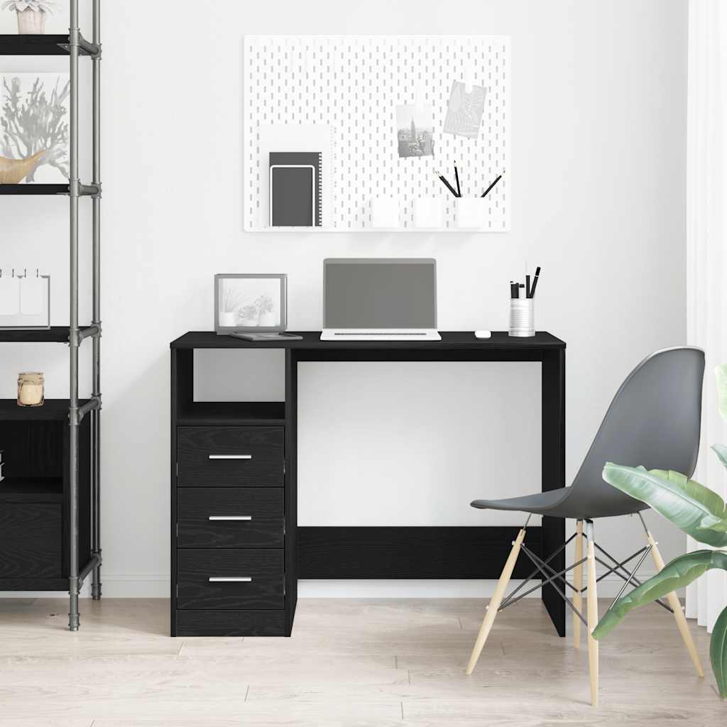 vidaXL Bureau met lades 102x50x76 cm bewerkt hout zwart eikenkleur