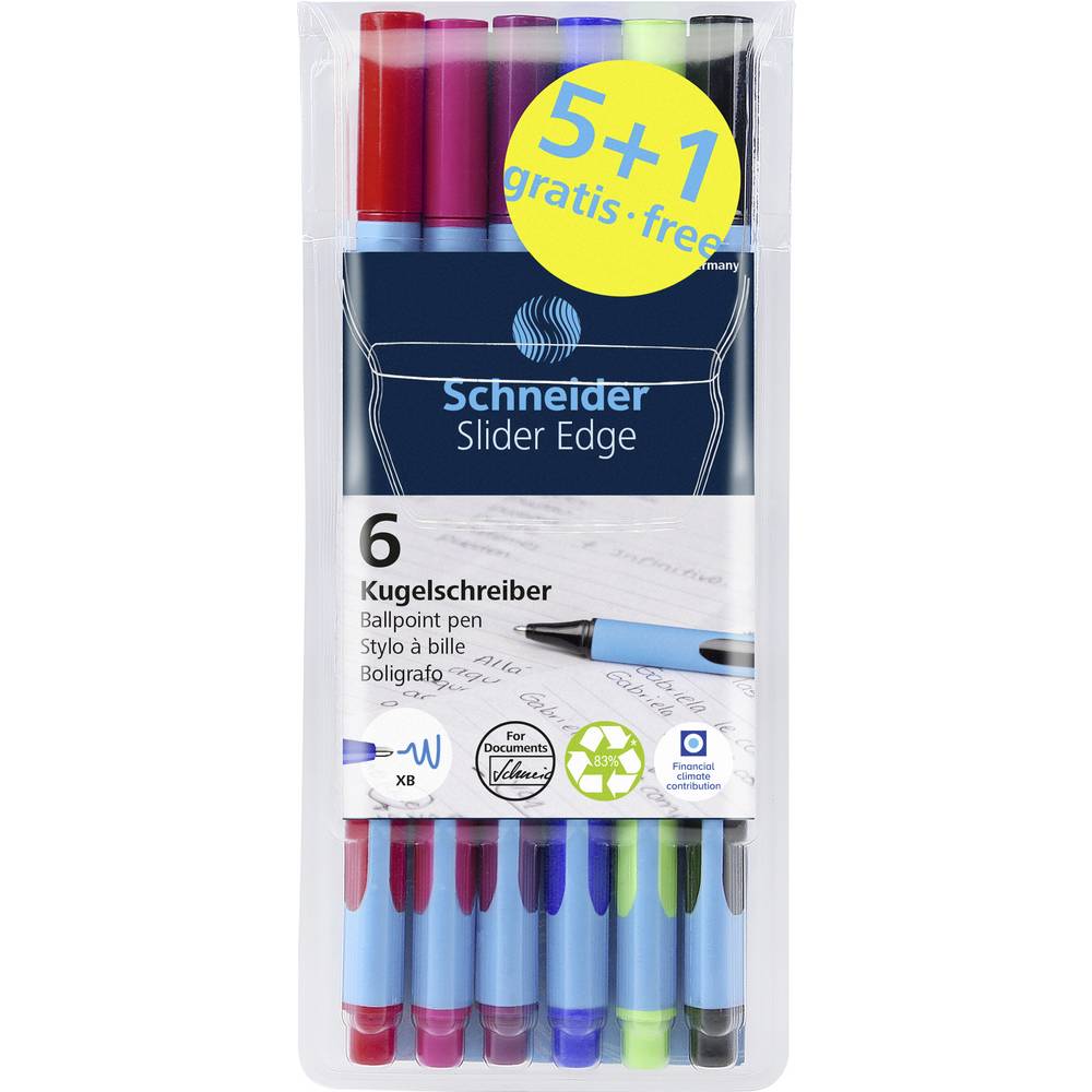 Schneider Schreibgeräte 1 stuk(s) Kugelschreiber Slider Edge XB 6er Etui, sortiert, 5+1 Aktion 152284 Balpen N/A