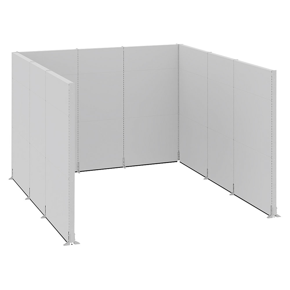 Akoestische scheidingswand, kantoor/industrie, complete module, l x b x h = 3730 x 3630 x 2500 mm