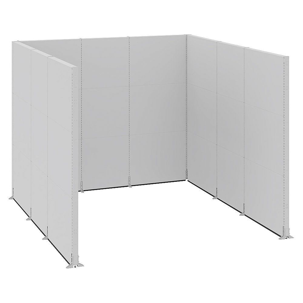 Akoestische scheidingswand, kantoor/industrie, complete module, l x b x h = 3730 x 3630 x 3000 mm