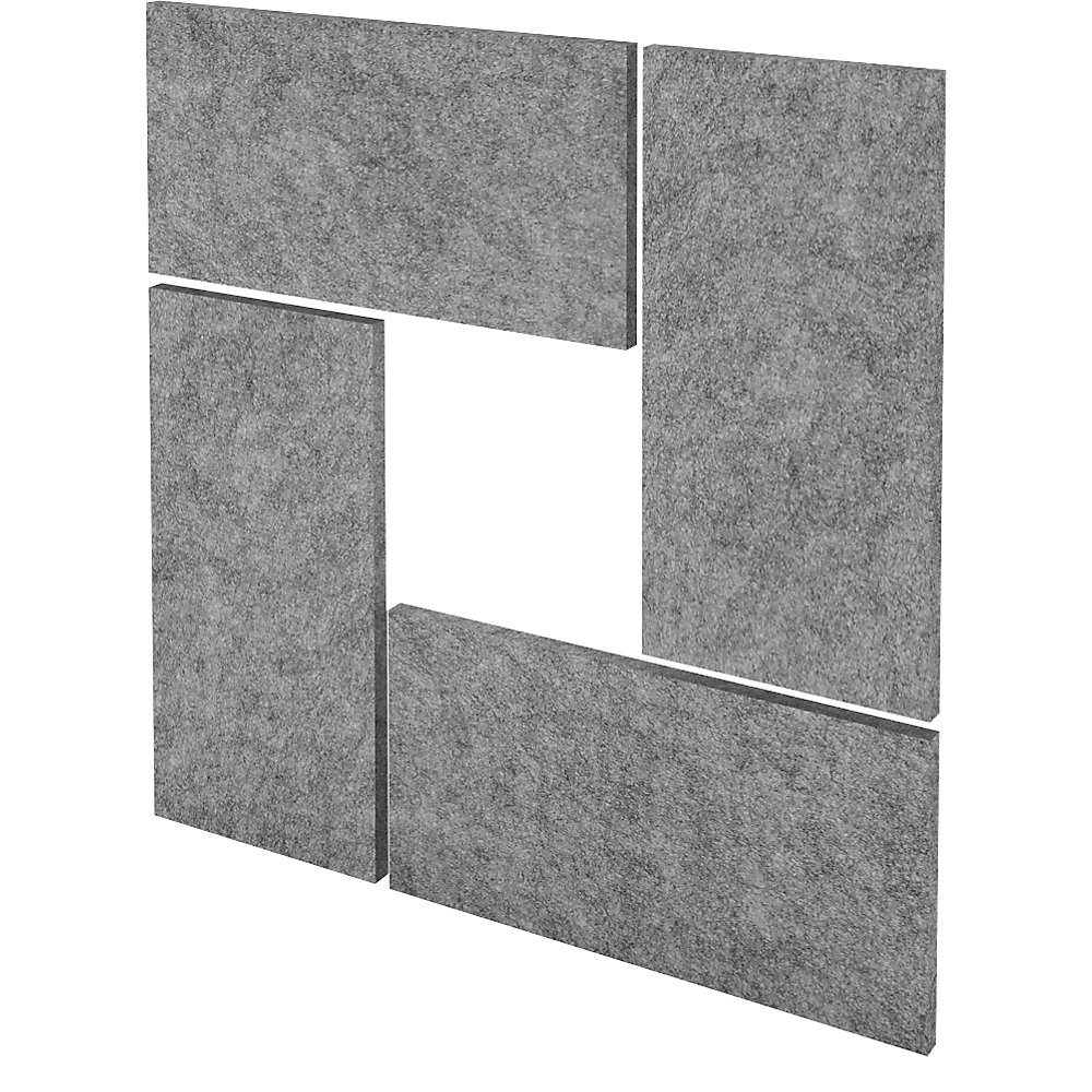 Set akoestische wandpanelen, wanddikte 25 mm, grijs gemêleerd, VE = 4 stuks, h x b = 650 x 325 mm