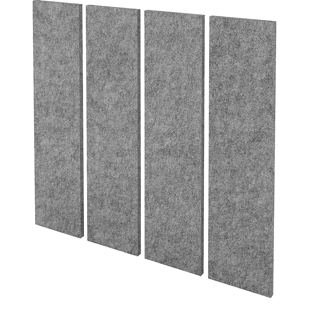 Set akoestische wandpanelen, wanddikte 25 mm, grijs gemêleerd, VE = 4 stuks, h x b = 1000 x 250 mm
