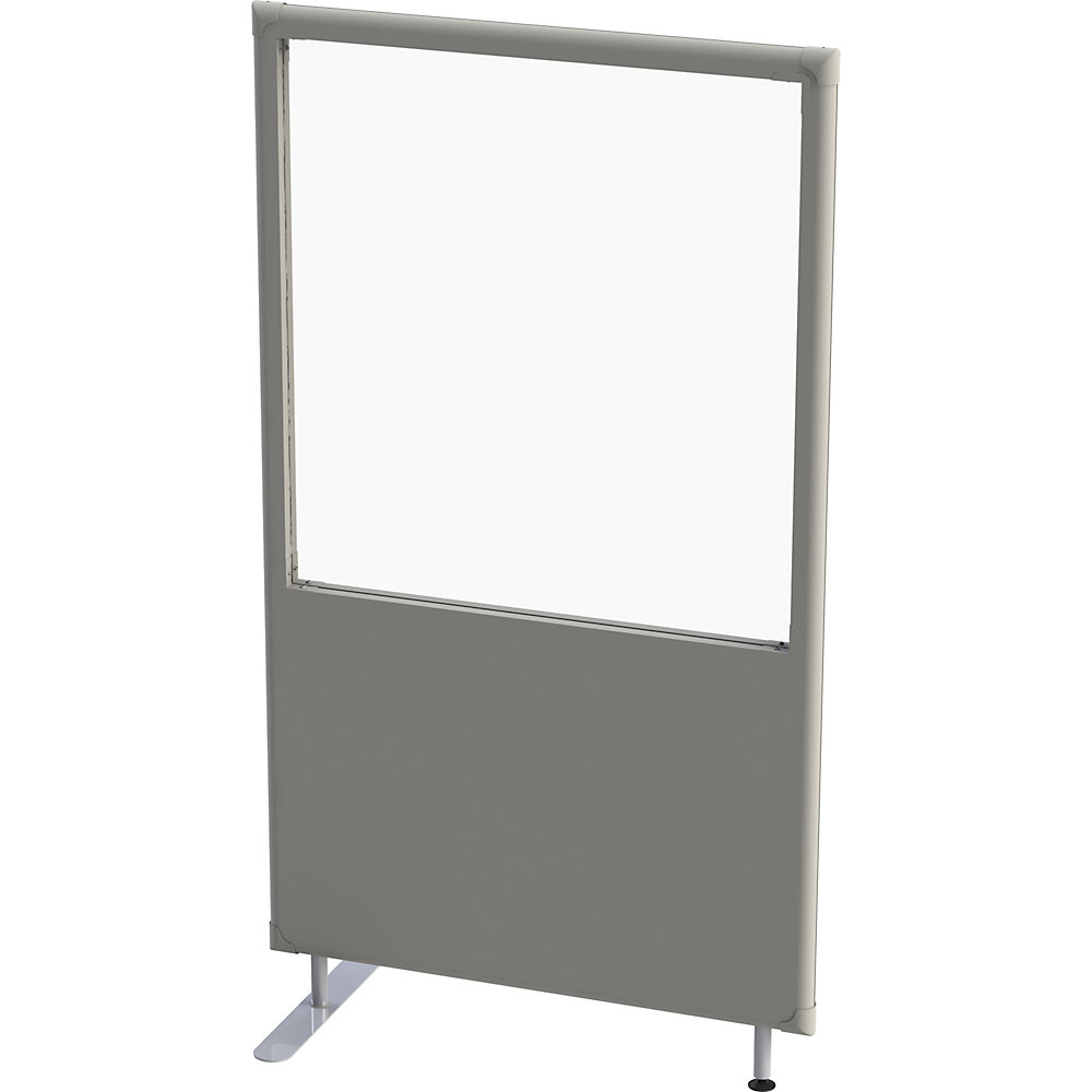 Eurokraft pro Geluiddempende scheidingswand, paneel met venster, breedte 1000 mm, hoogte 1800 mm, grijs