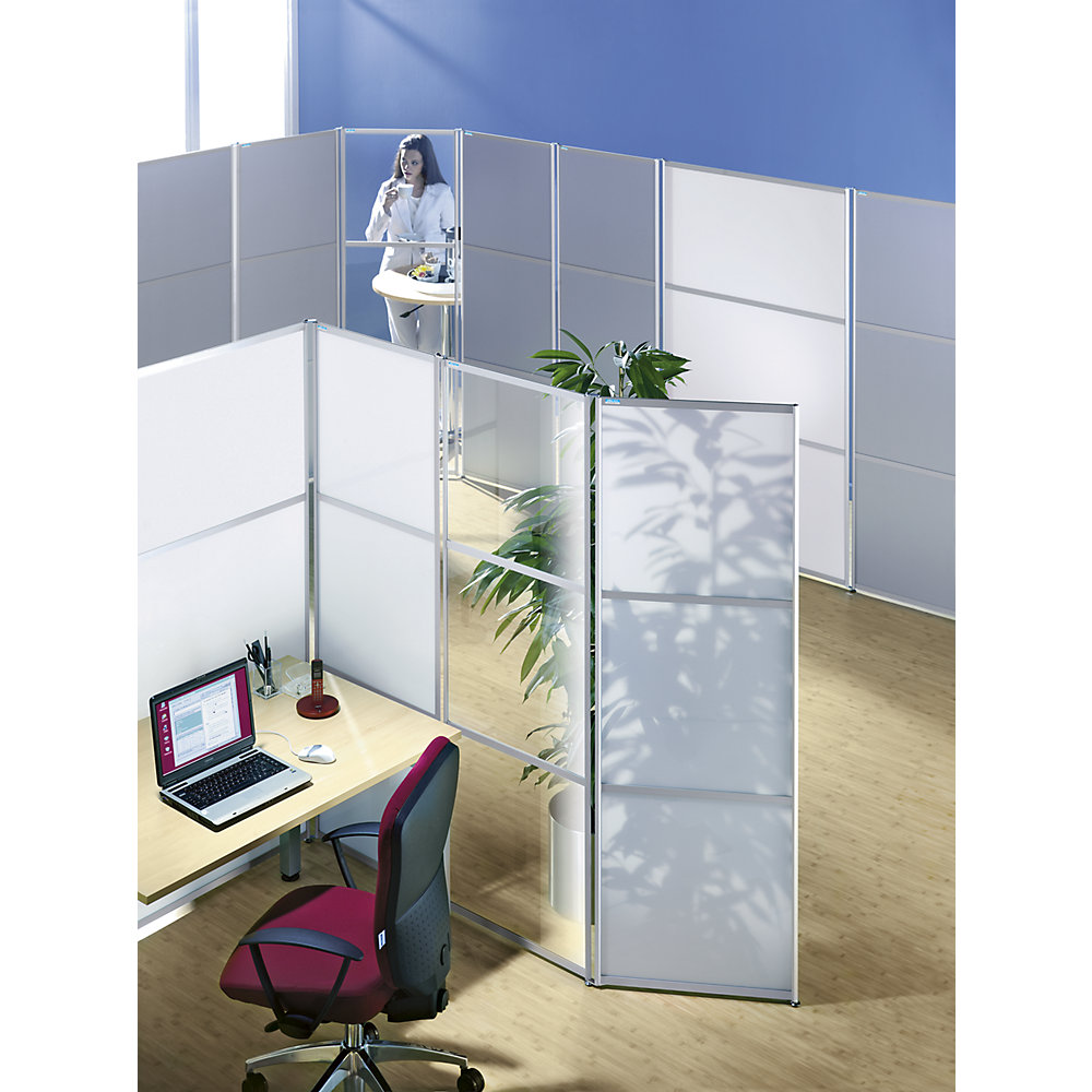 Eurokraft pro Stelwand- en Paravent-systeem, h x b x d = 1800 x 1000 x 18 mm, MDF aluminiumkleurig