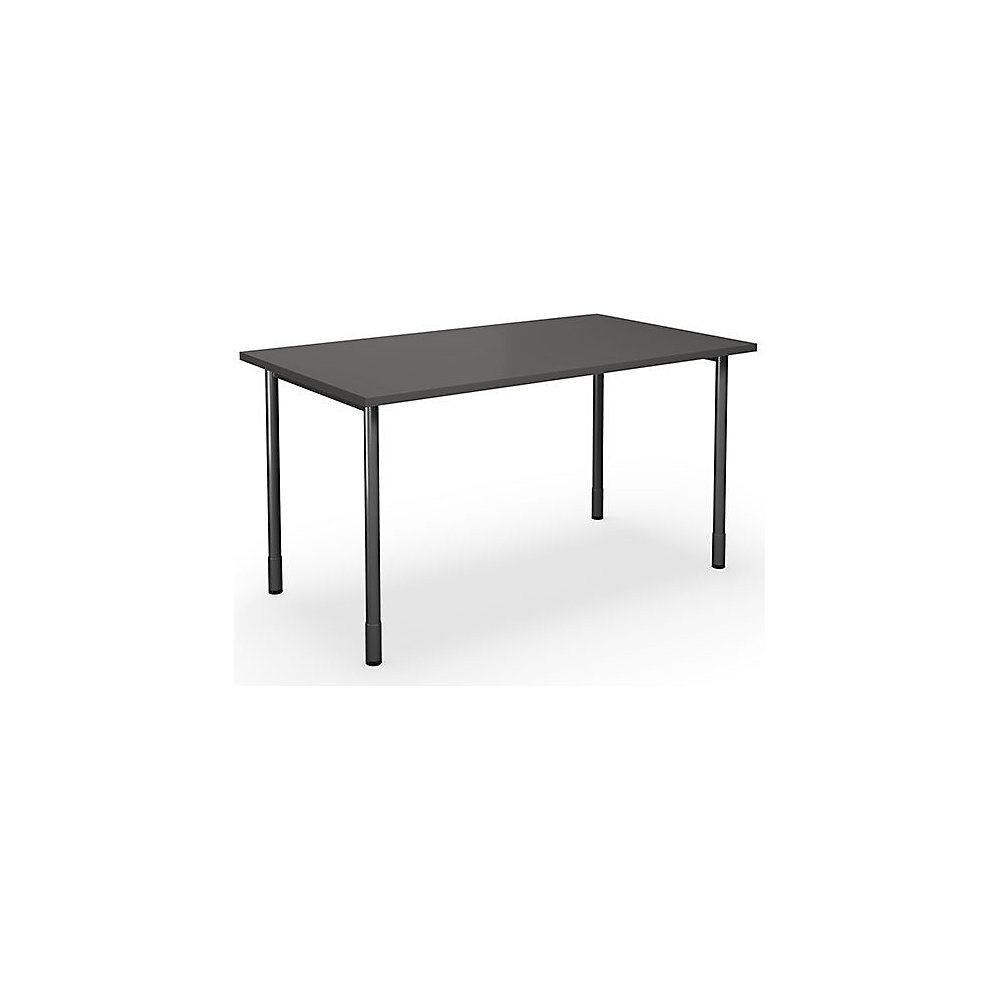 Multifunctionele tafel DUO-C, recht blad, h x d = 700 - 800 x 800 mm, breedte 1400 mm, donkergrijs, zwart