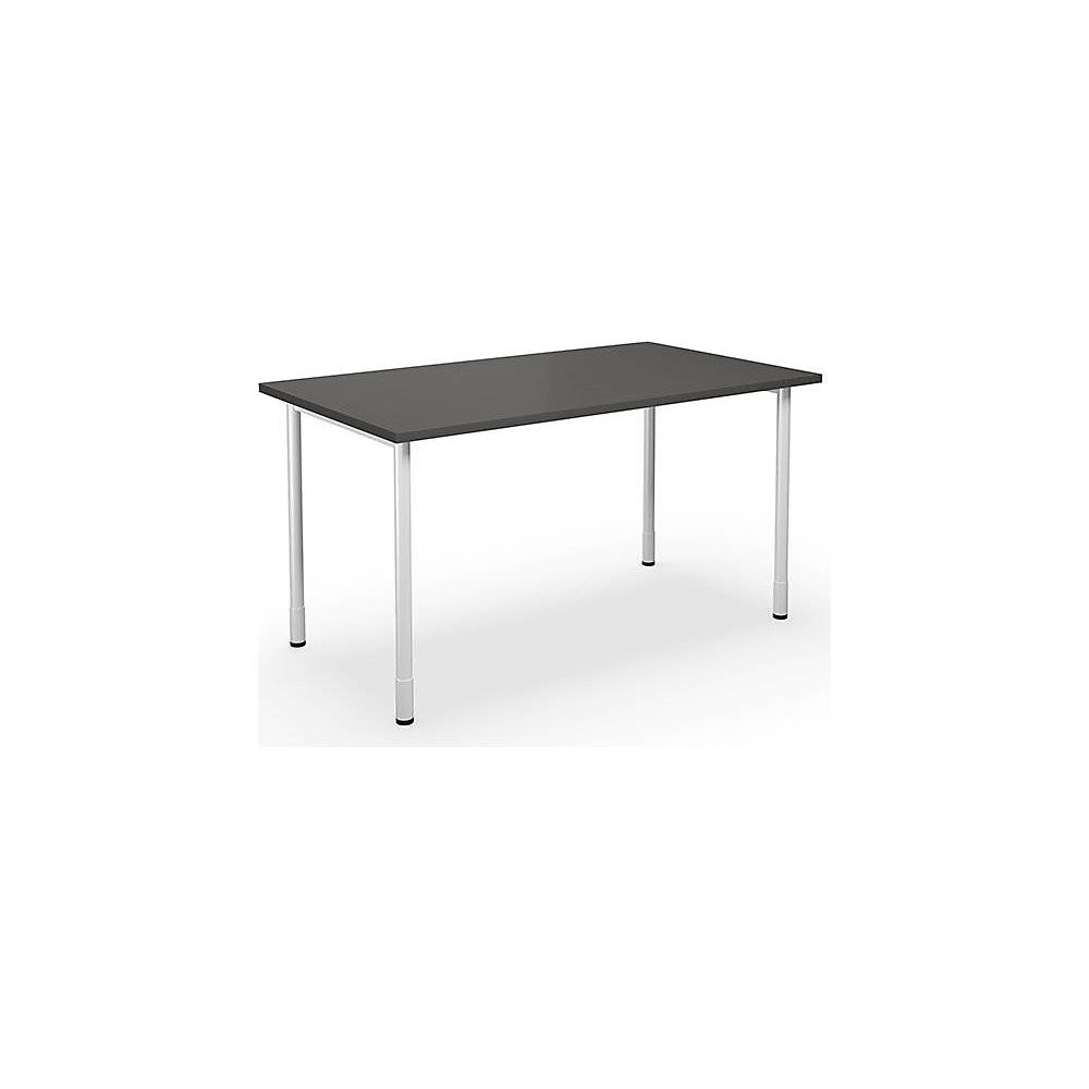Multifunctionele tafel DUO-C, recht blad, h x d = 700 - 800 x 800 mm, breedte 1400 mm, donkergrijs, wit