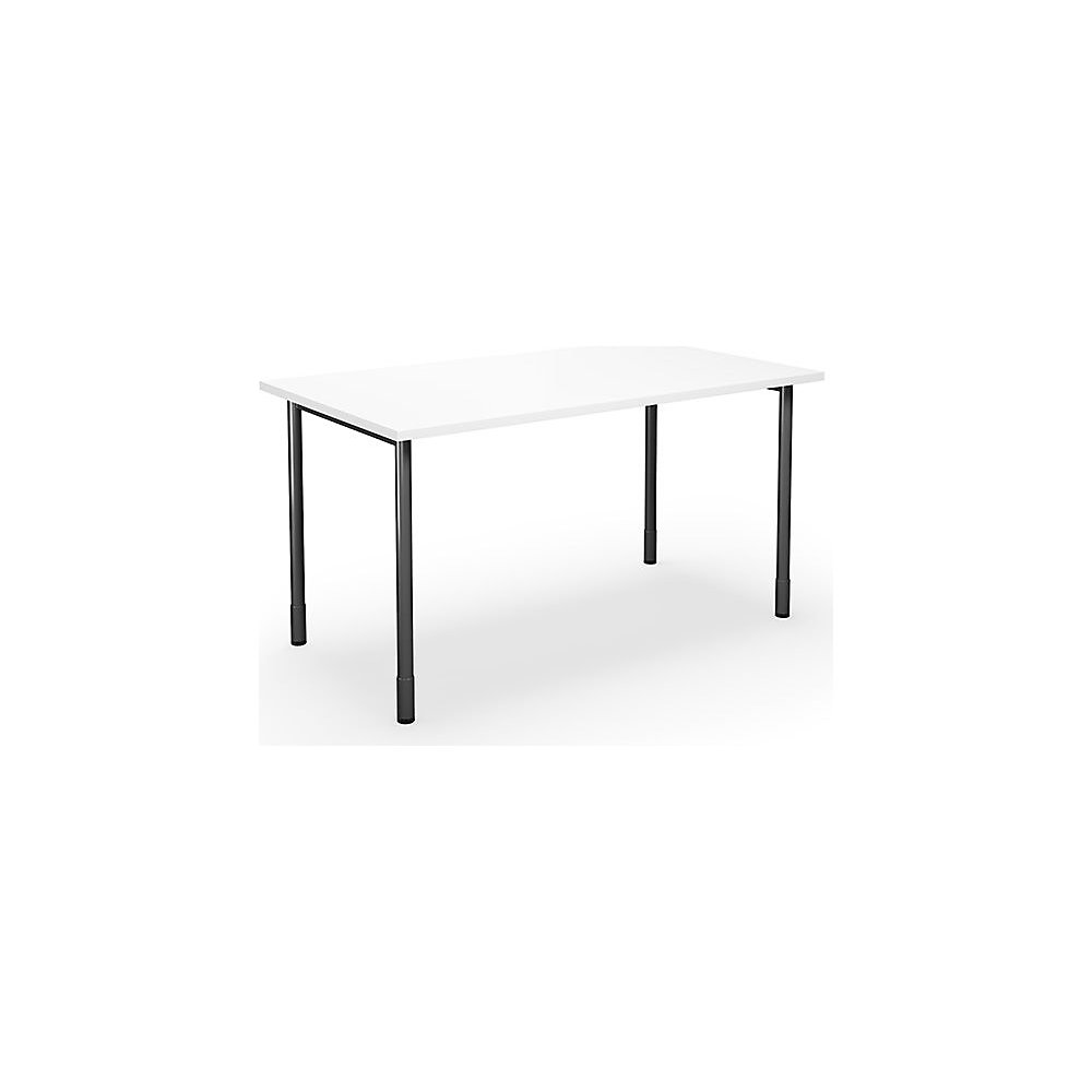 Multifunctionele tafel DUO-C, recht blad, h x d = 700 - 800 x 800 mm, breedte 1400 mm, wit, zwart