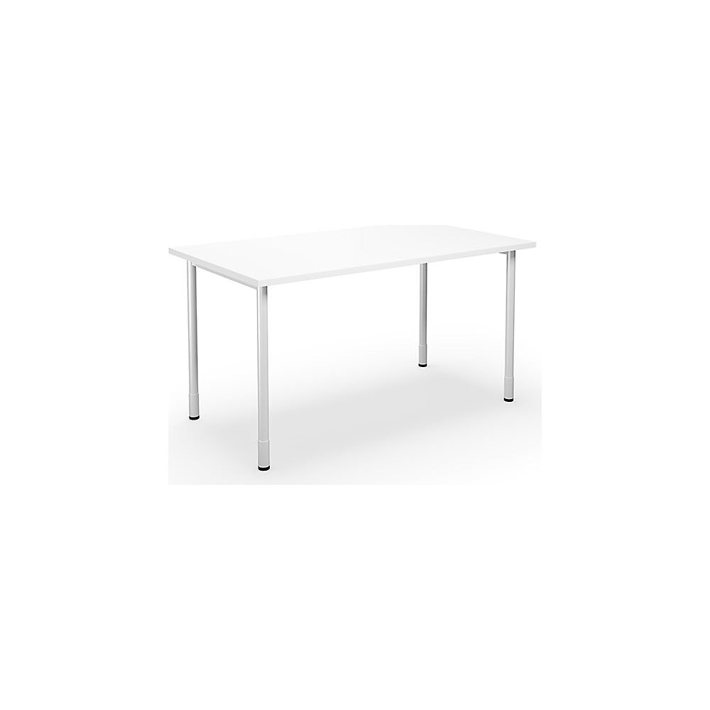 Multifunctionele tafel DUO-C, recht blad, h x d = 700 - 800 x 800 mm, breedte 1400 mm, wit, wit