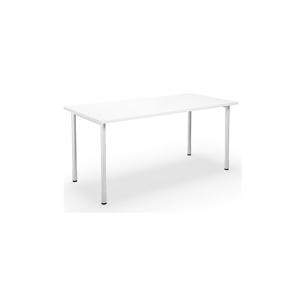 Multifunctionele tafel DUO-C, recht blad, h x d = 700 - 800 x 800 mm, breedte 1600 mm, wit, wit