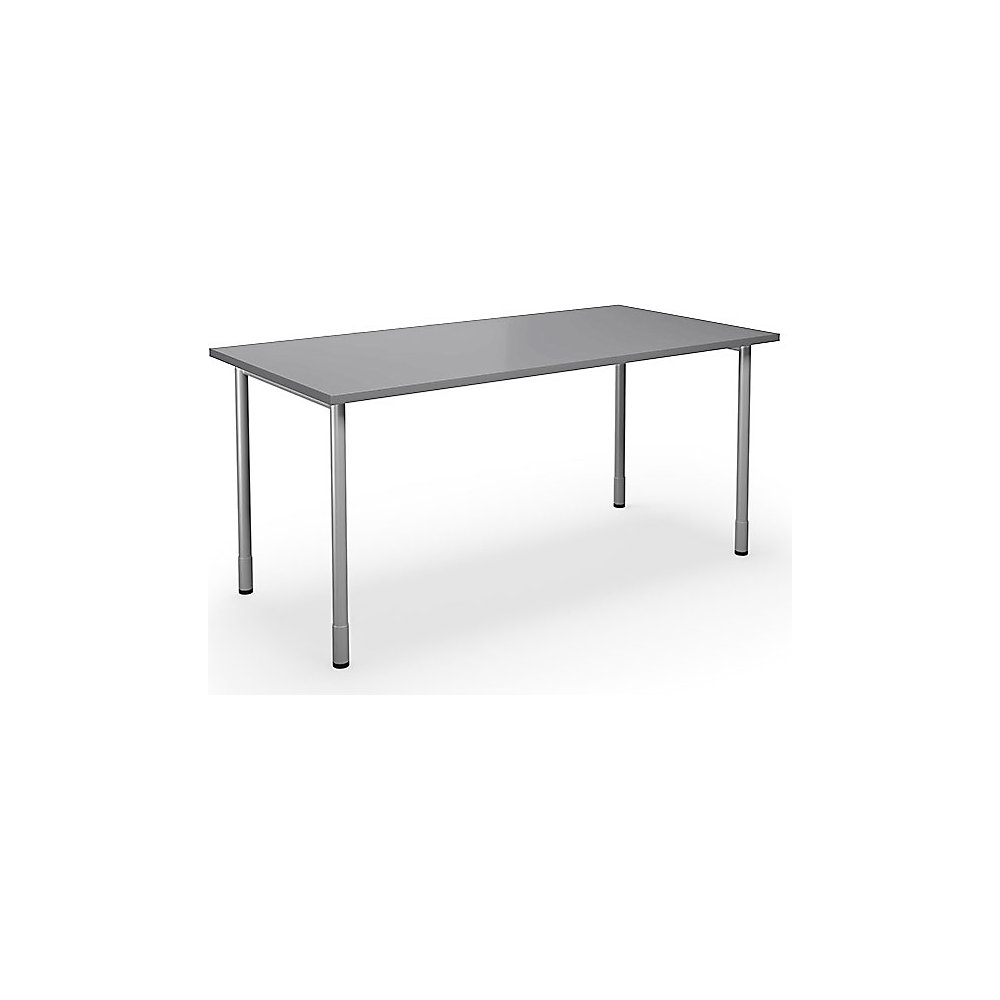 Multifunctionele tafel DUO-C, recht blad, h x d = 700 - 800 x 800 mm, breedte 1600 mm, lichtgrijs, zilverkleurig
