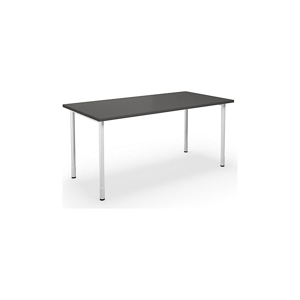 Multifunctionele tafel DUO-C, recht blad, h x d = 700 - 800 x 800 mm, breedte 1600 mm, donkergrijs, wit