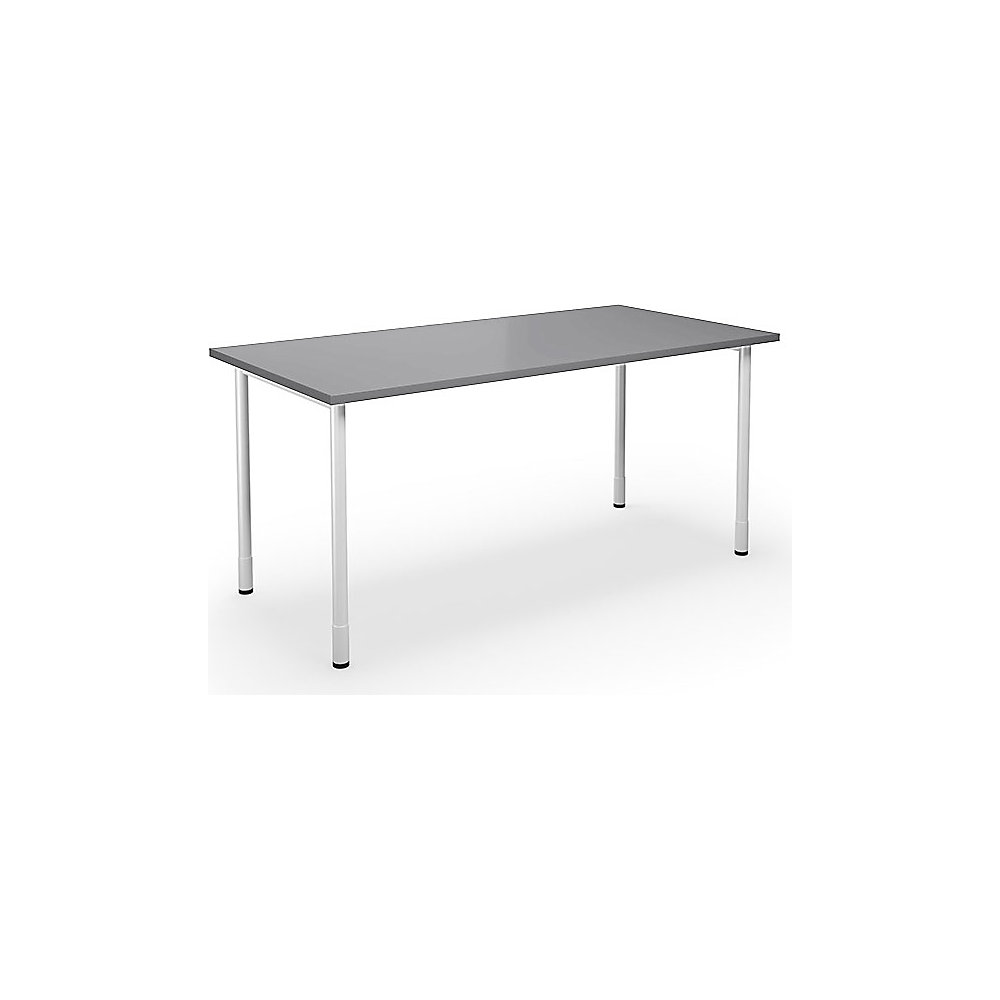 Multifunctionele tafel DUO-C, recht blad, h x d = 700 - 800 x 800 mm, breedte 1600 mm, lichtgrijs, wit