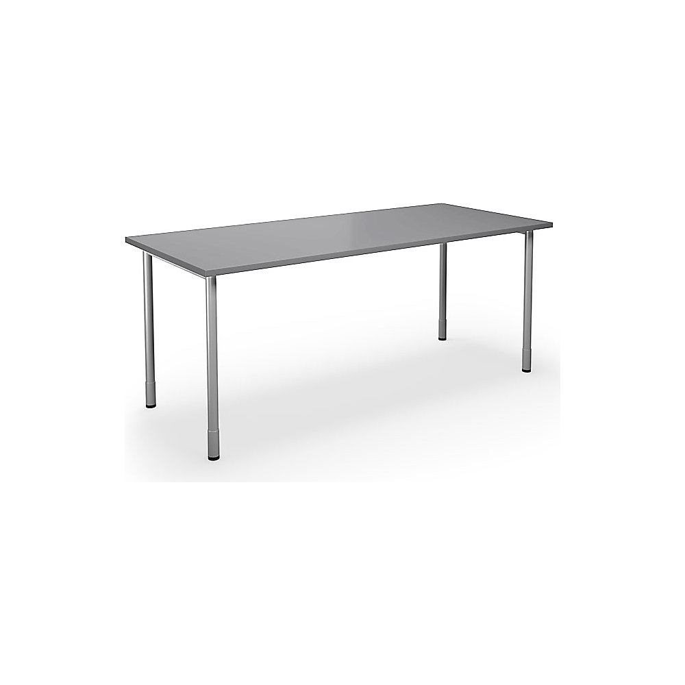 Multifunctionele tafel DUO-C, recht blad, h x d = 700 - 800 x 800 mm, breedte 1800 mm, lichtgrijs, zilverkleurig
