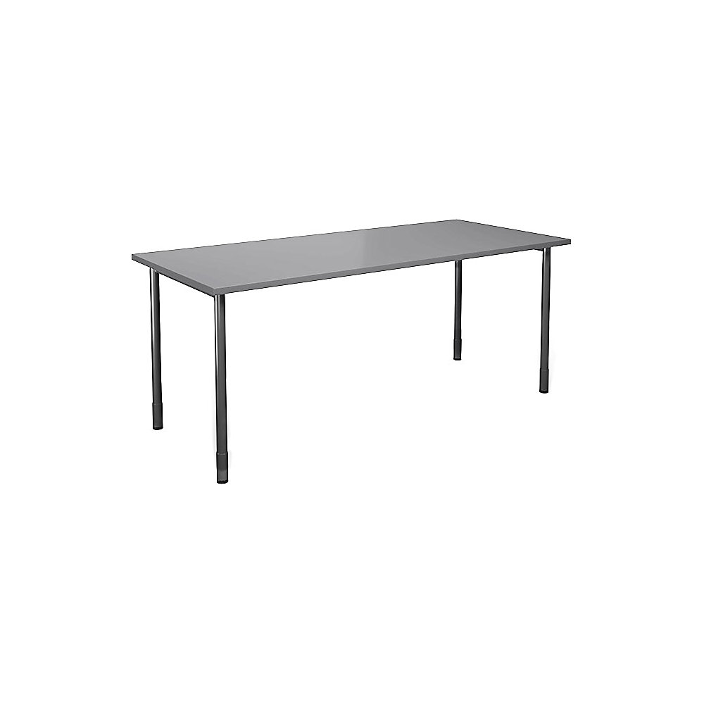 Multifunctionele tafel DUO-C, recht blad, h x d = 700 - 800 x 800 mm, breedte 1800 mm, lichtgrijs, zwart