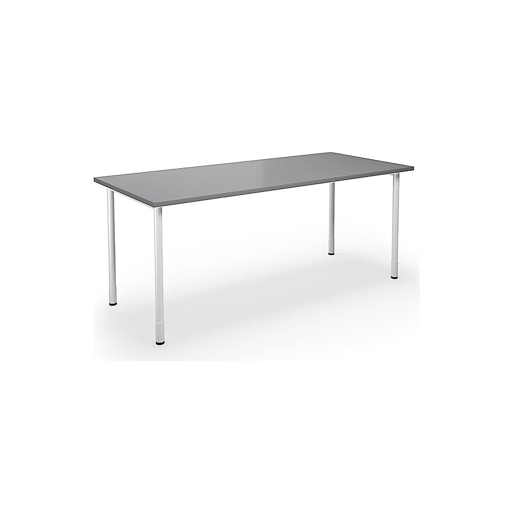 Multifunctionele tafel DUO-C, recht blad, h x d = 700 - 800 x 800 mm, breedte 1800 mm, lichtgrijs, wit