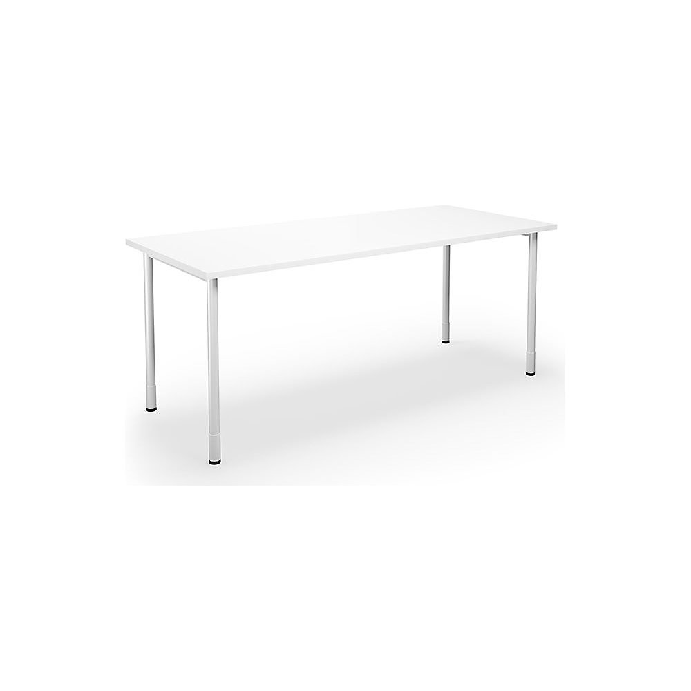 Multifunctionele tafel DUO-C, recht blad, h x d = 700 - 800 x 800 mm, breedte 1800 mm, wit, wit