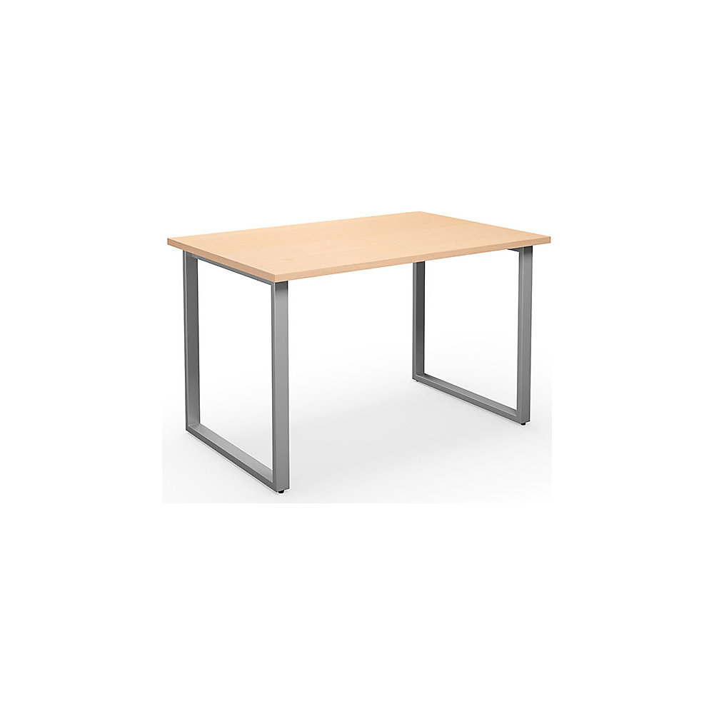 Multifunctionele tafel DUO-O, recht blad, diepte 800 mm, breedte 1200 mm, berkenhout / zilverkleurig