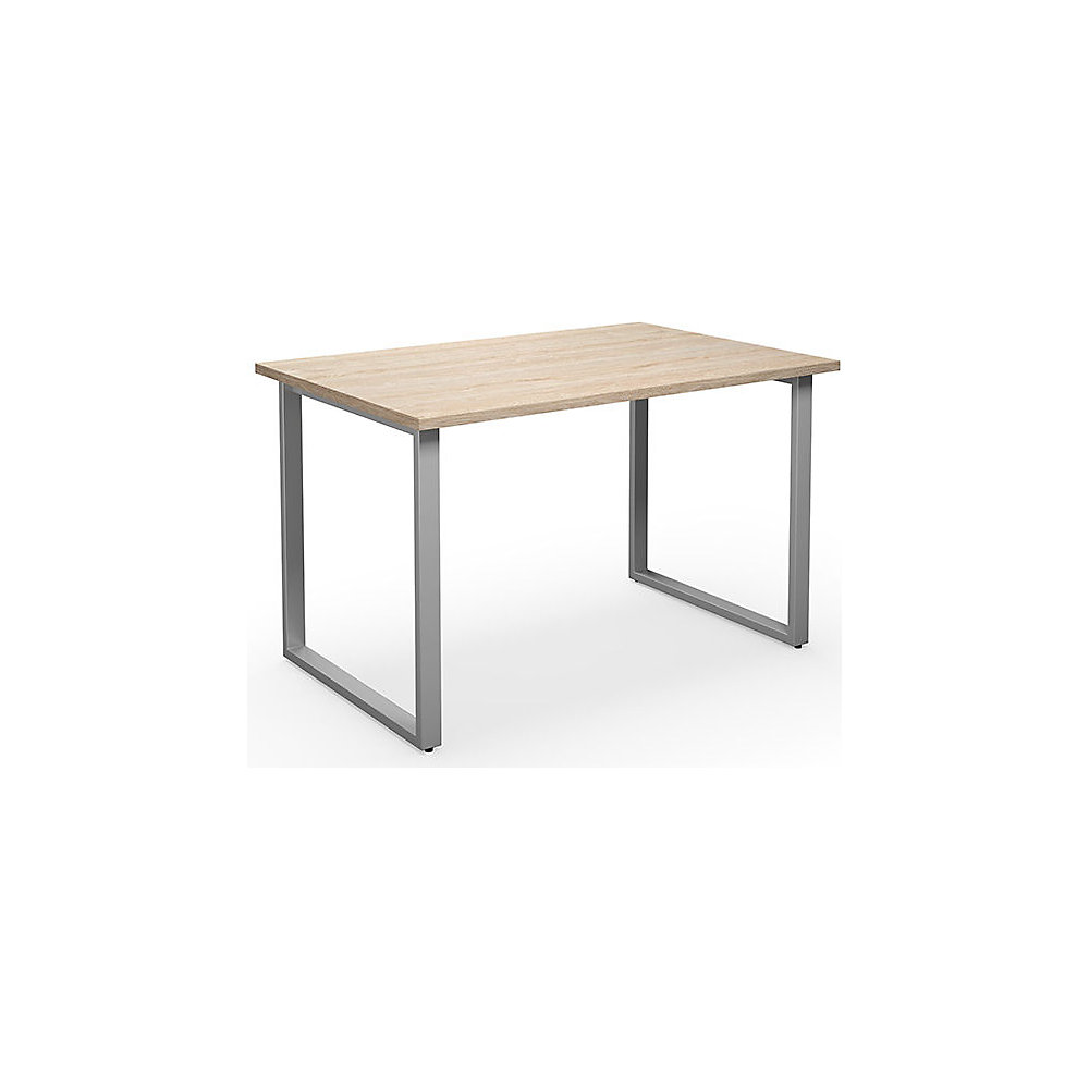 Multifunctionele tafel DUO-O, recht blad, diepte 800 mm, breedte 1200 mm, eikenhout / zilverkleurig