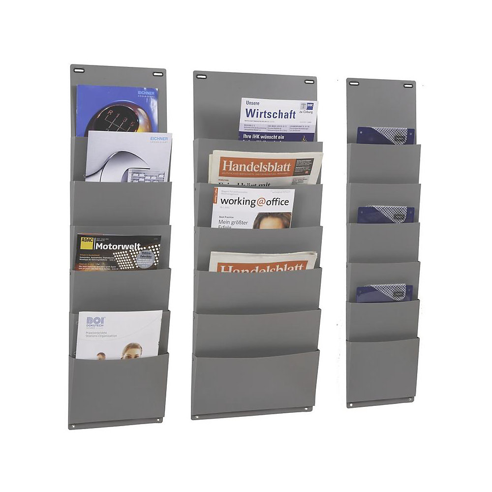 EICHNER Planbord, polypropyleen, h x b = 900 x 250 mm, met 6 vakken, grijs