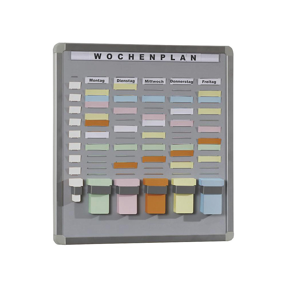 EICHNER T-card systeembord, steunplaat van hardschuim, grijs, b x h = 468 x 458 mm, met 20 vakken en 5 rijen