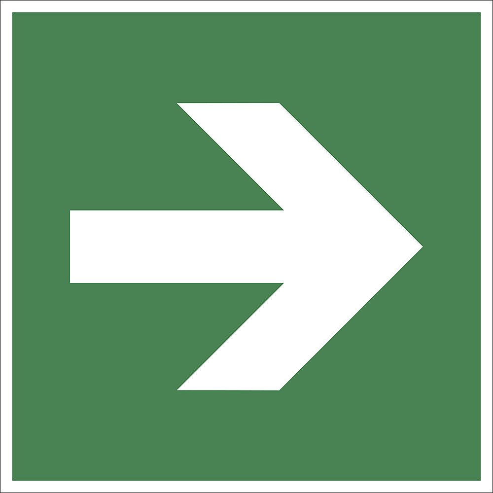 Vluchtroute borden, richtingaanduiding rechtuit, alleen in combinatie met reddingsbord, VE = 10 stuks, folie, 200 x 200 mm