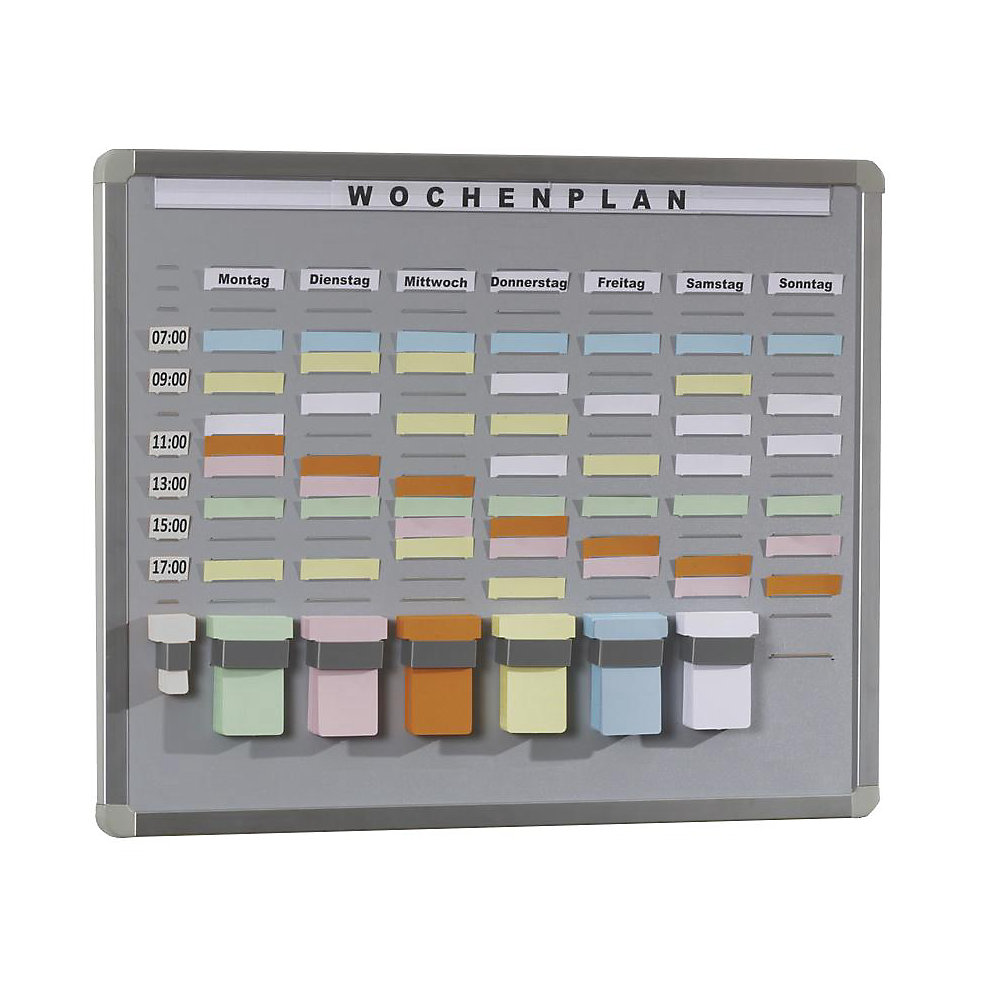 EICHNER T-card systeembord, steunplaat van hardschuim, grijs, b x h = 468 x 608 mm, met 20 vakken en 7 rijen