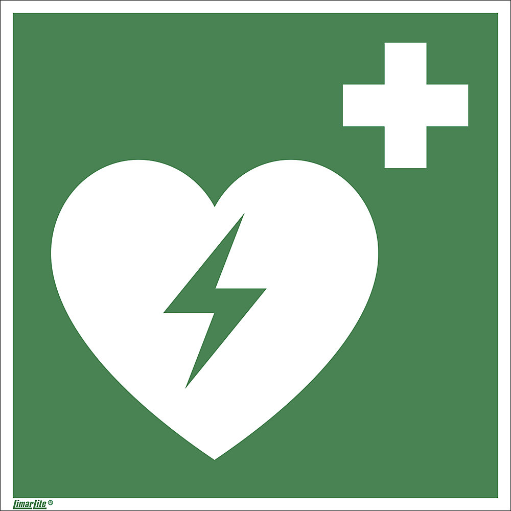 Reddingsbord, geautomatiseerde externe defibrillator, VE = 10 stuks, aluminium, 200 x 200 mm