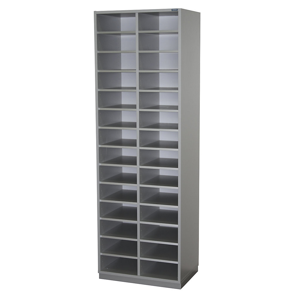 Eurokraft pro Sorteerstelling, h x b x d = 1864 x 615 x 420 mm, 28 vakken A4, lichtgrijs RAL 7035
