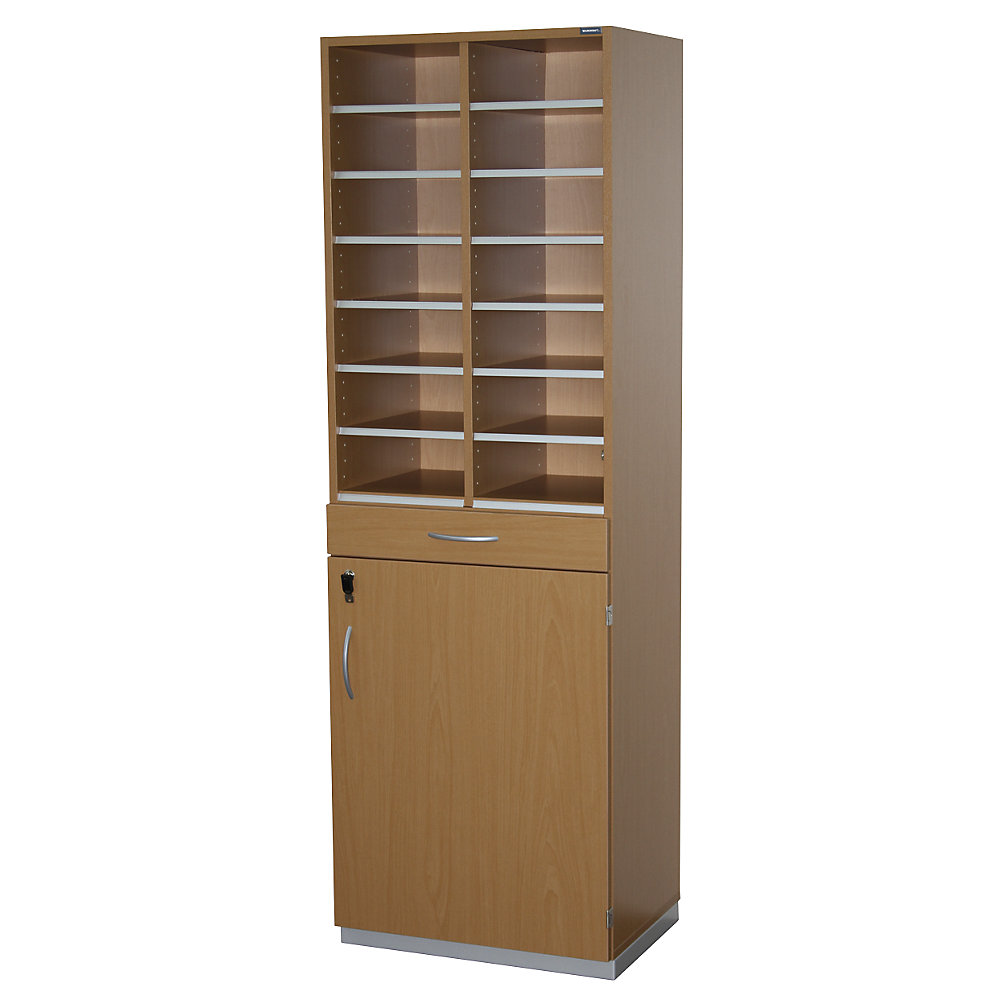 Eurokraft pro Sorteerstation, h x b x d = 1864 x 615 x 440 mm, 14 vakken A4, beukenhoutdecor