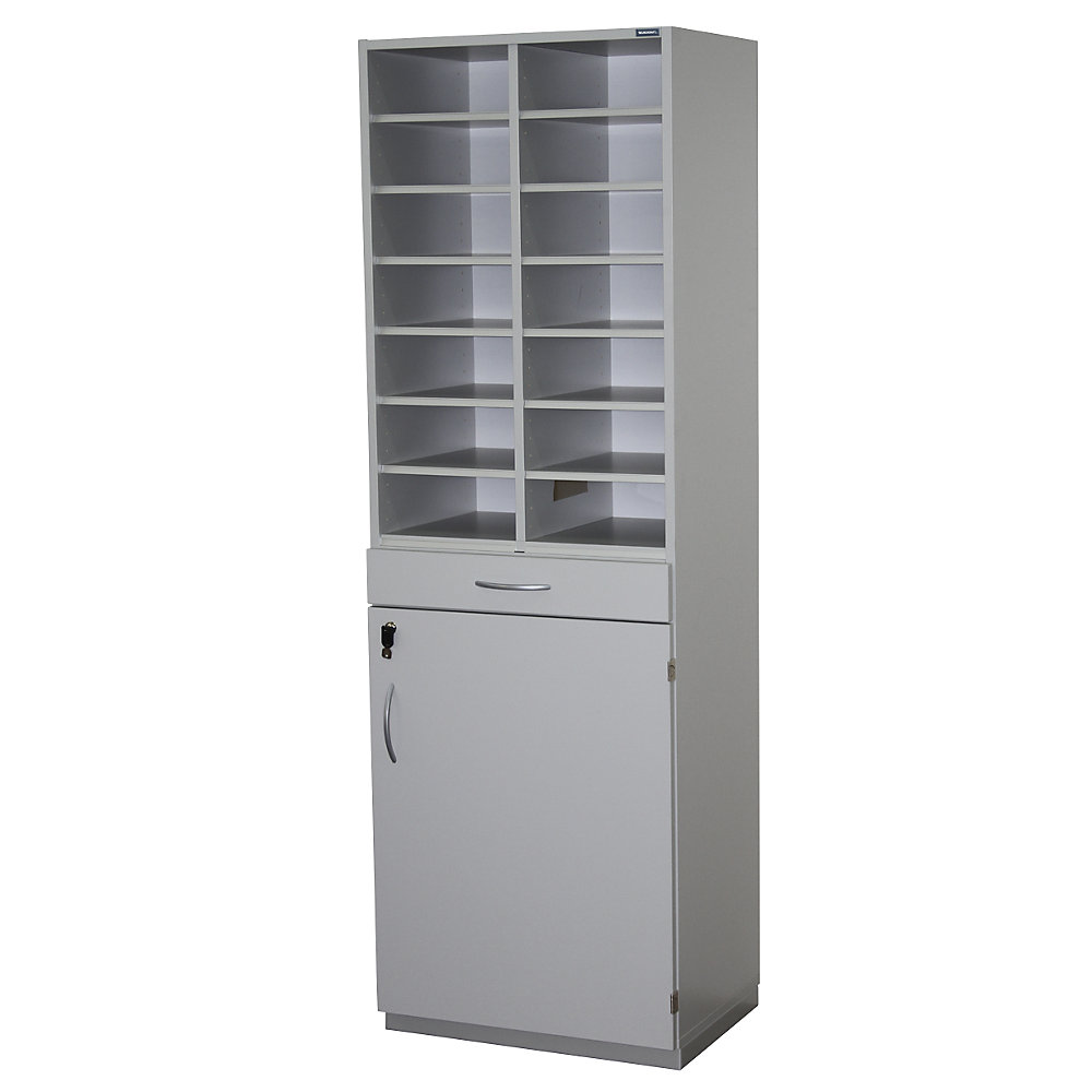 Eurokraft pro Sorteerstation, h x b x d = 1864 x 615 x 440 mm, 14 vakken A4, lichtgrijs RAL 7035