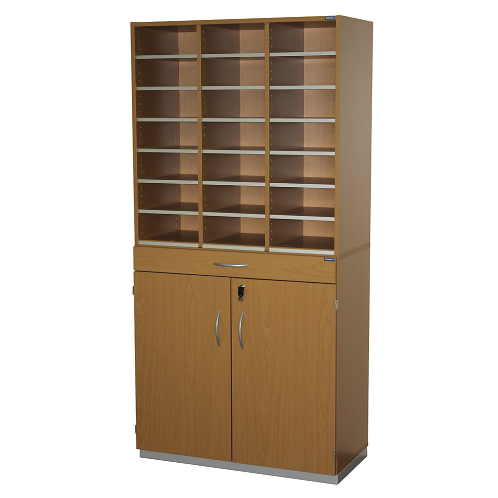 Eurokraft pro Sorteerstation, h x b x d = 1864 x 913 x 440 mm, 21 vakken A4, beukenhoutdecor