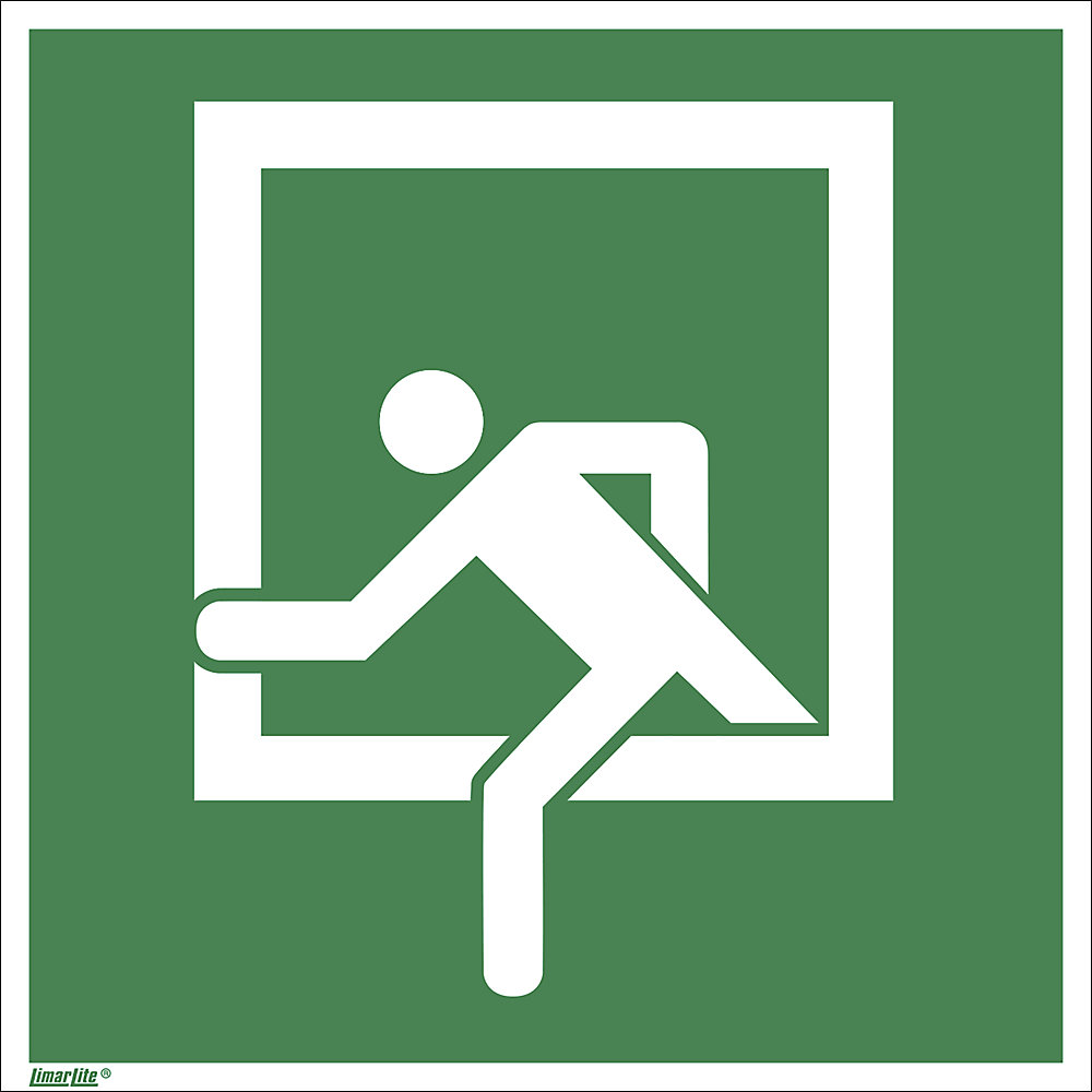 Reddingsbord, nooduitgang, VE = 10 stuks, kunststof, 150 x 150 mm