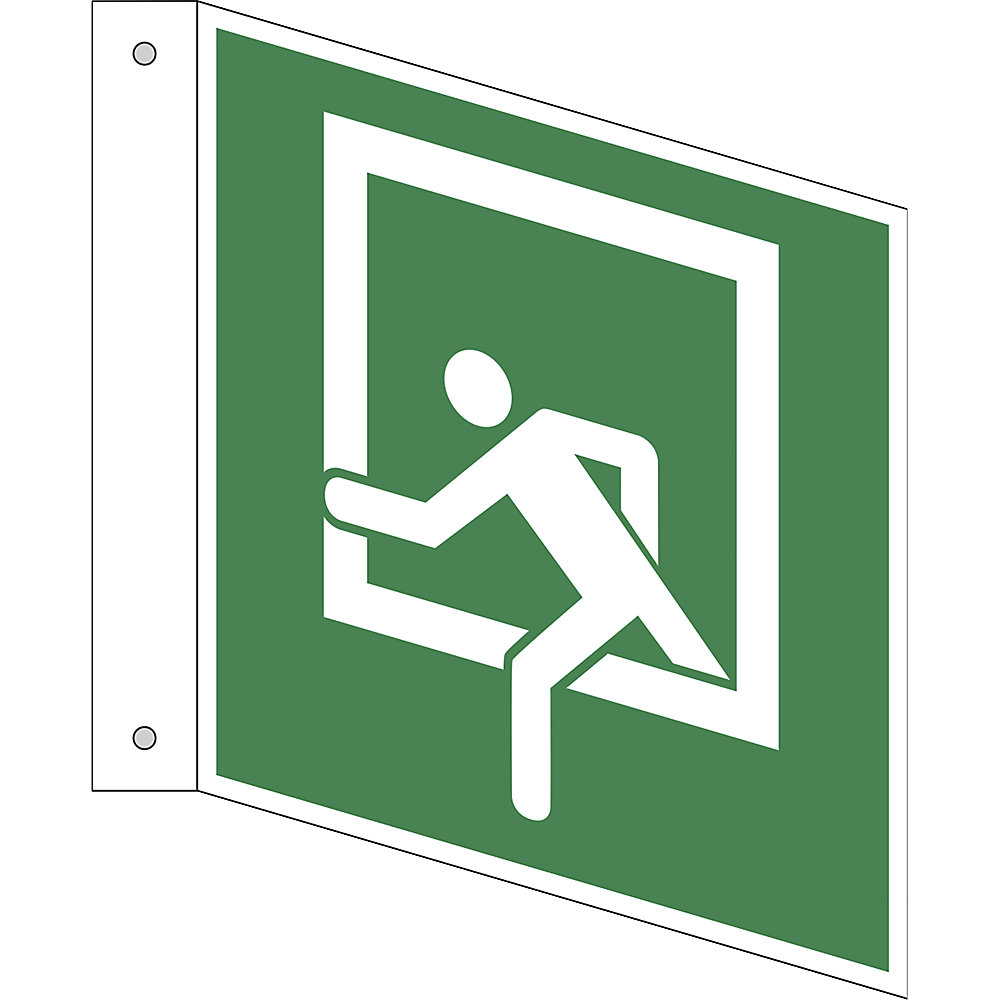 Reddingsbord, nooduitgang, VE = 10 stuks, kunststof, bord met pijl, 150 x 150 mm