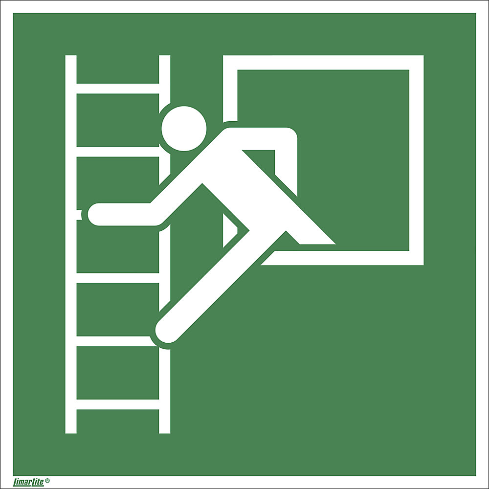 Reddingsbord, nooduitgang met vluchtladder, VE = 10 stuks, aluminium, 150 x 150 mm
