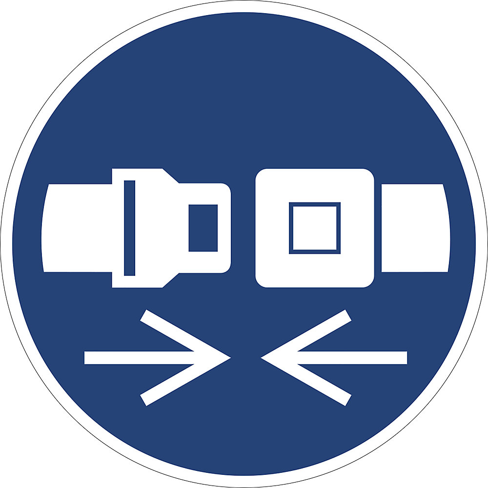 Gebodsbord, veiligheidsriem verplicht, VE = 10 stuks, folie, Ø 100 mm