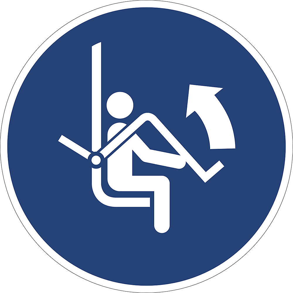 Gebodsbord, veiligheidsbeugel van de stoeltjeslift openen, VE = 10 stuks, folie, Ø 200 mm