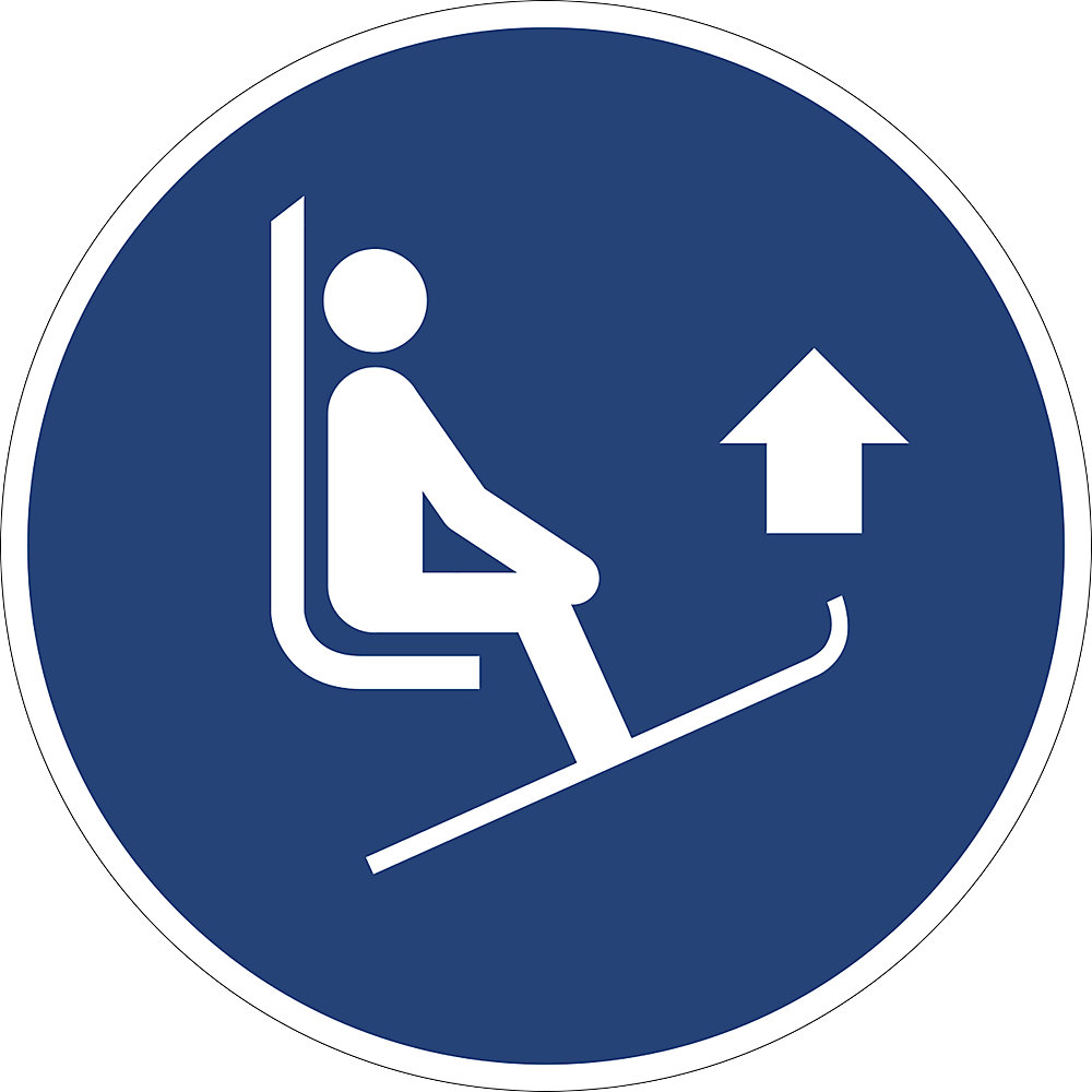 Gebodsbord, punt van de ski omhoog brengen, VE = 10 stuks, folie, Ø 200 mm