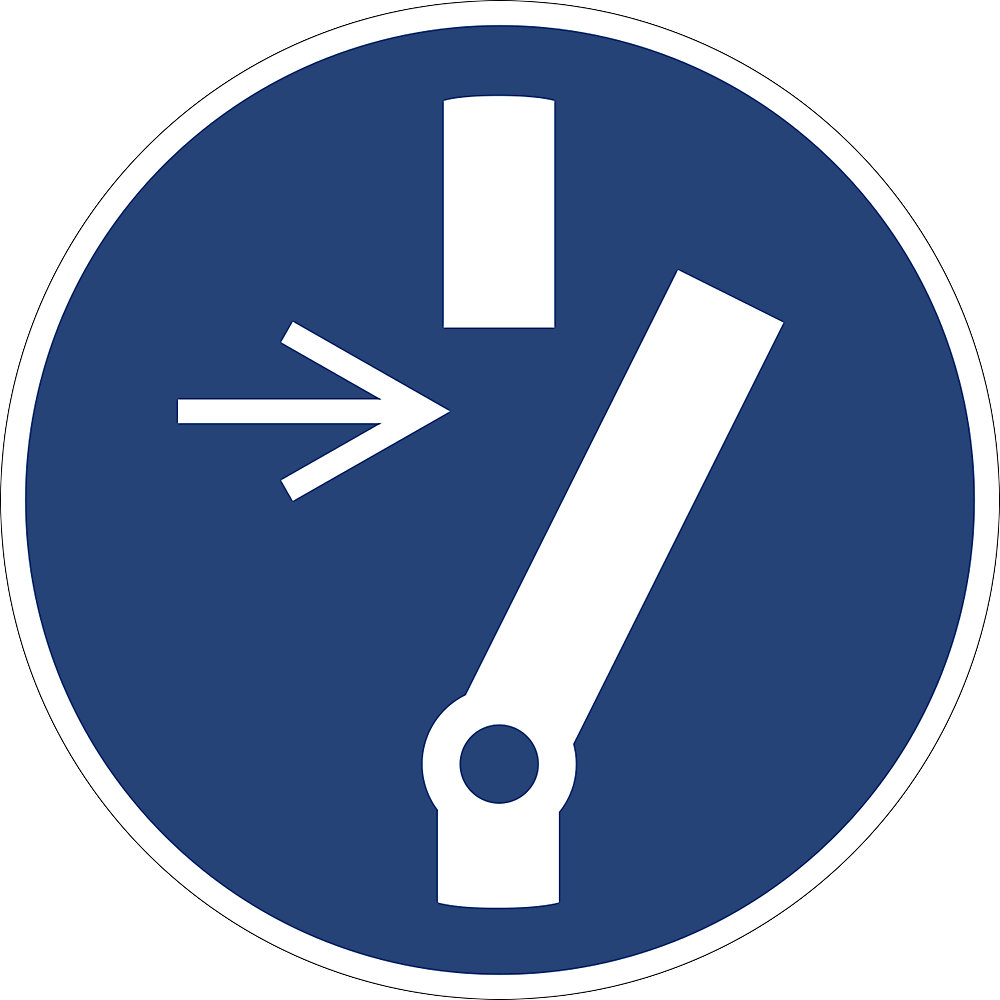 Gebodsbord, voor onderhoud of reparatie ontkoppelen, VE = 10 stuks, kunststof, Ø 200 mm