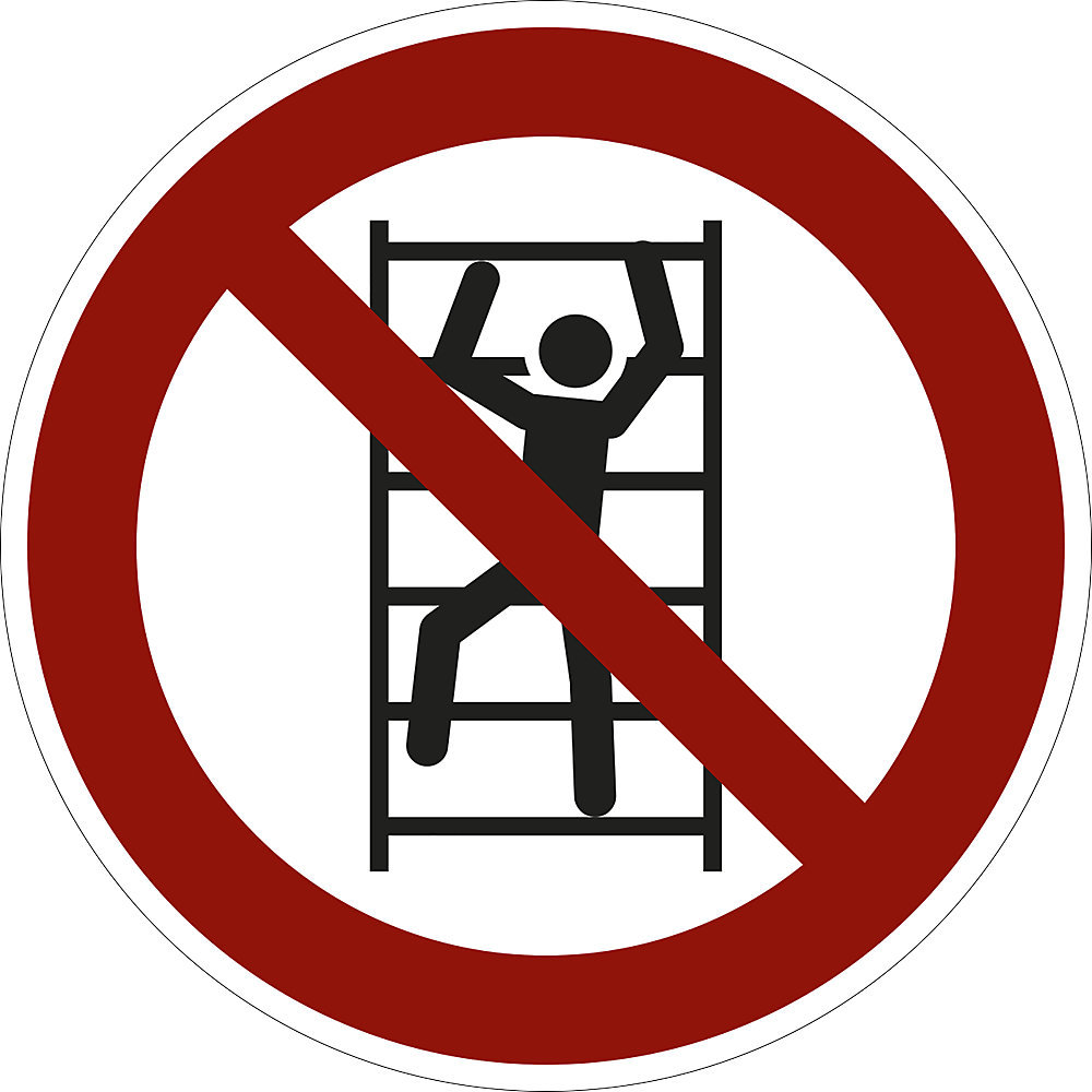 Verbodsbord, beklimmen voor onbevoegden verboden, VE = 10 stuks, folie, Ø 200 mm