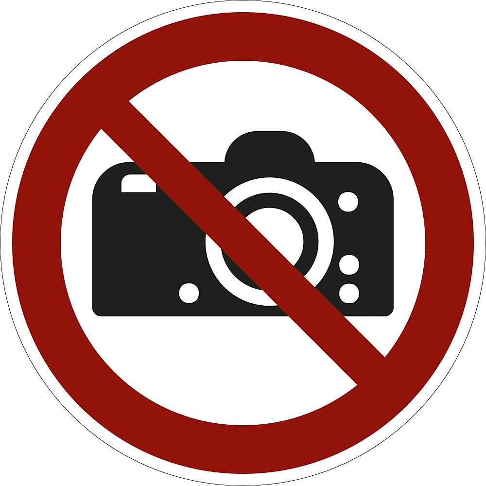Verbodsbord, fotograferen verboden, VE = 10 stuks, folie, Ø 100 mm