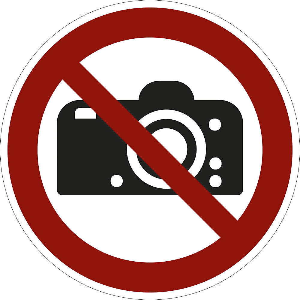 Verbodsbord, fotograferen verboden, VE = 10 stuks, kunststof, Ø 200 mm
